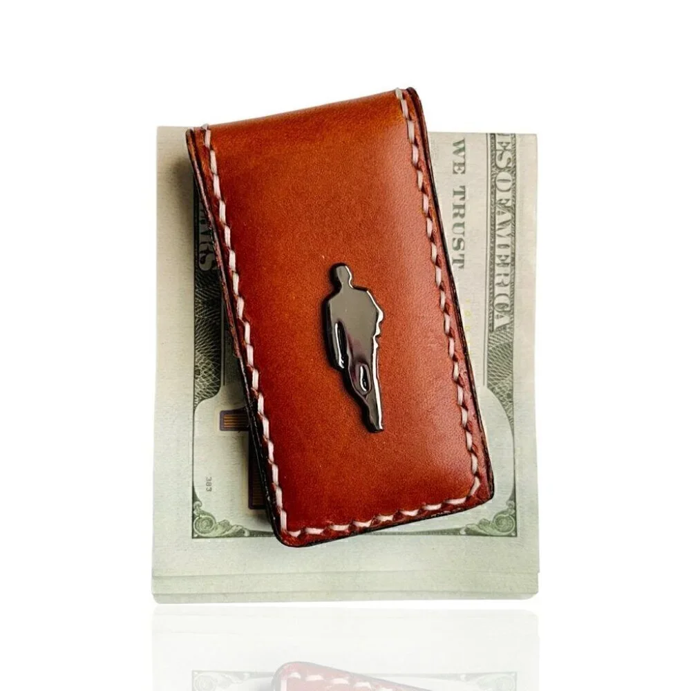 Hand Crafted Leather Money Clip, Strong Magnet, Accessory for Men - Picture 1 of 5